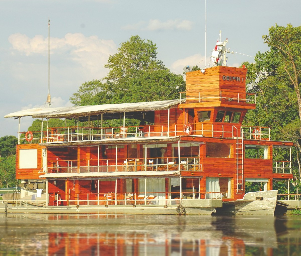 Wooden cruise ship on Amazon River