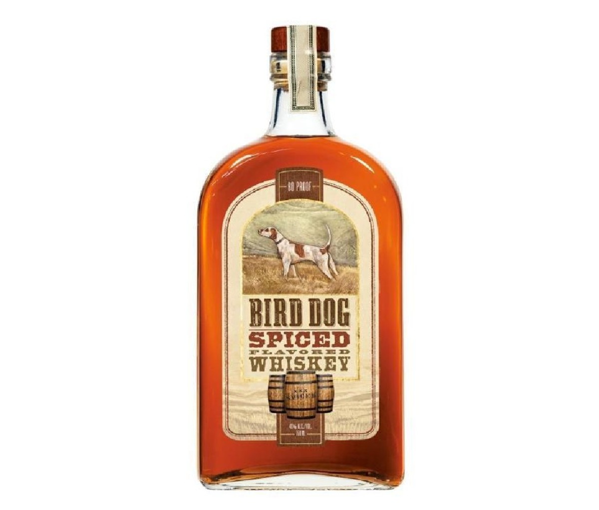 A bottle of Bird Dog Spiced Whiskey.