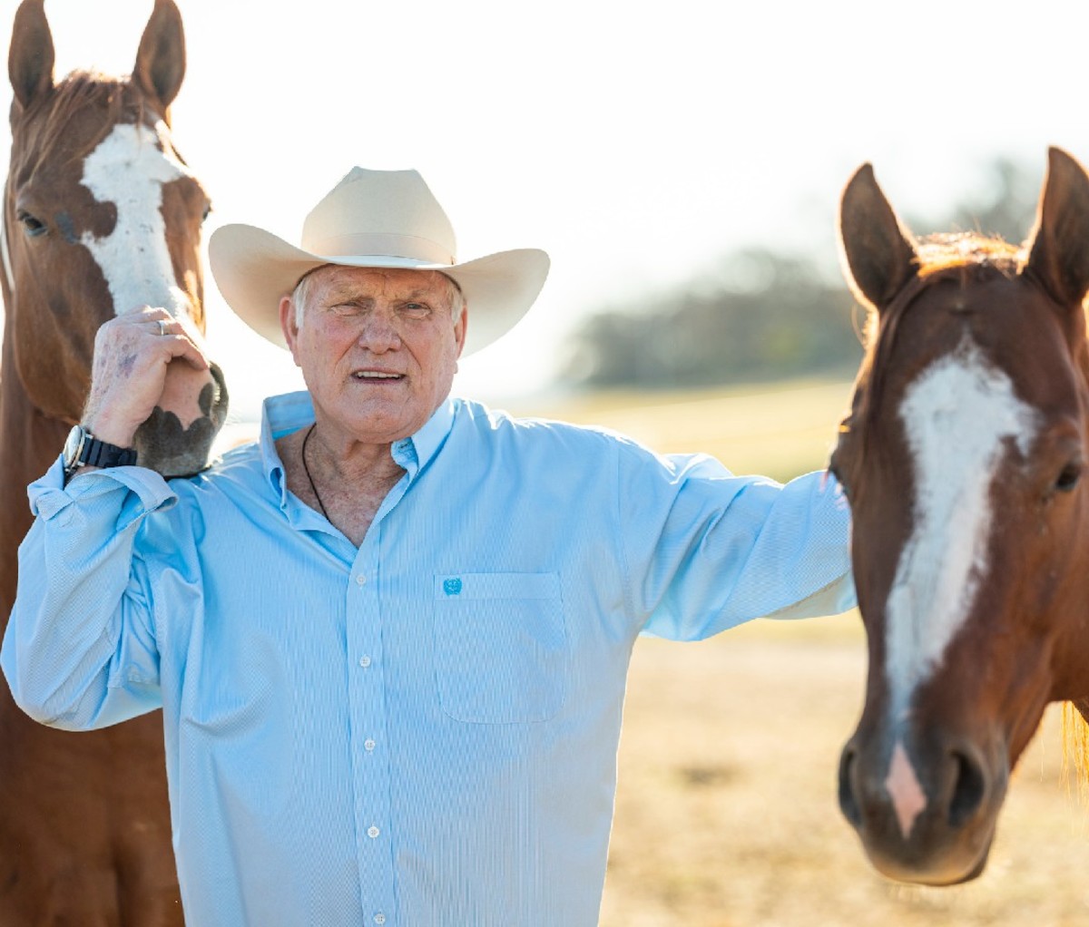 Terry Bradshaw and two of his horses.