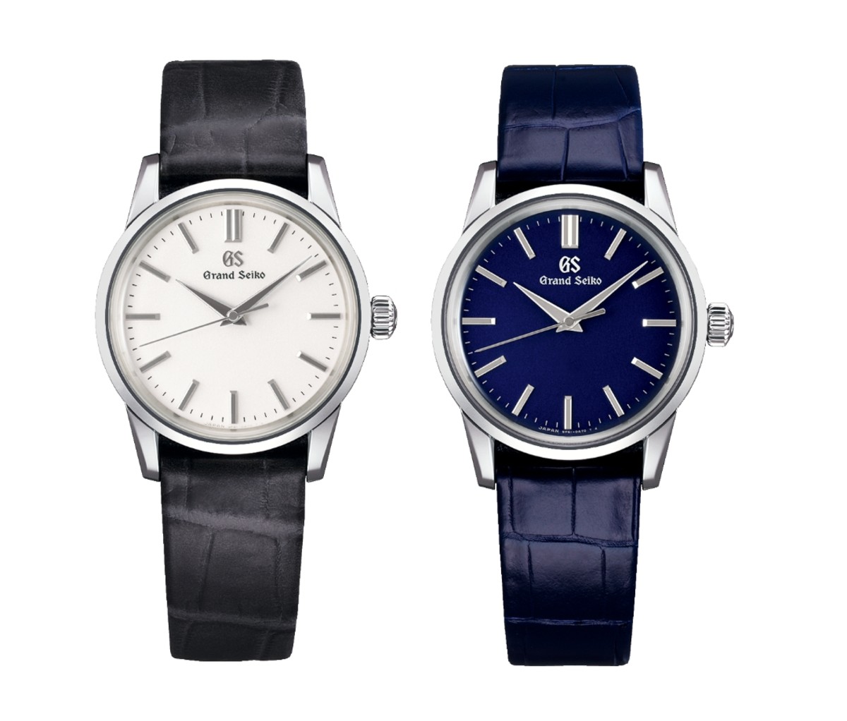 white and blue Grand Seiko Elegance Collection quartz watches