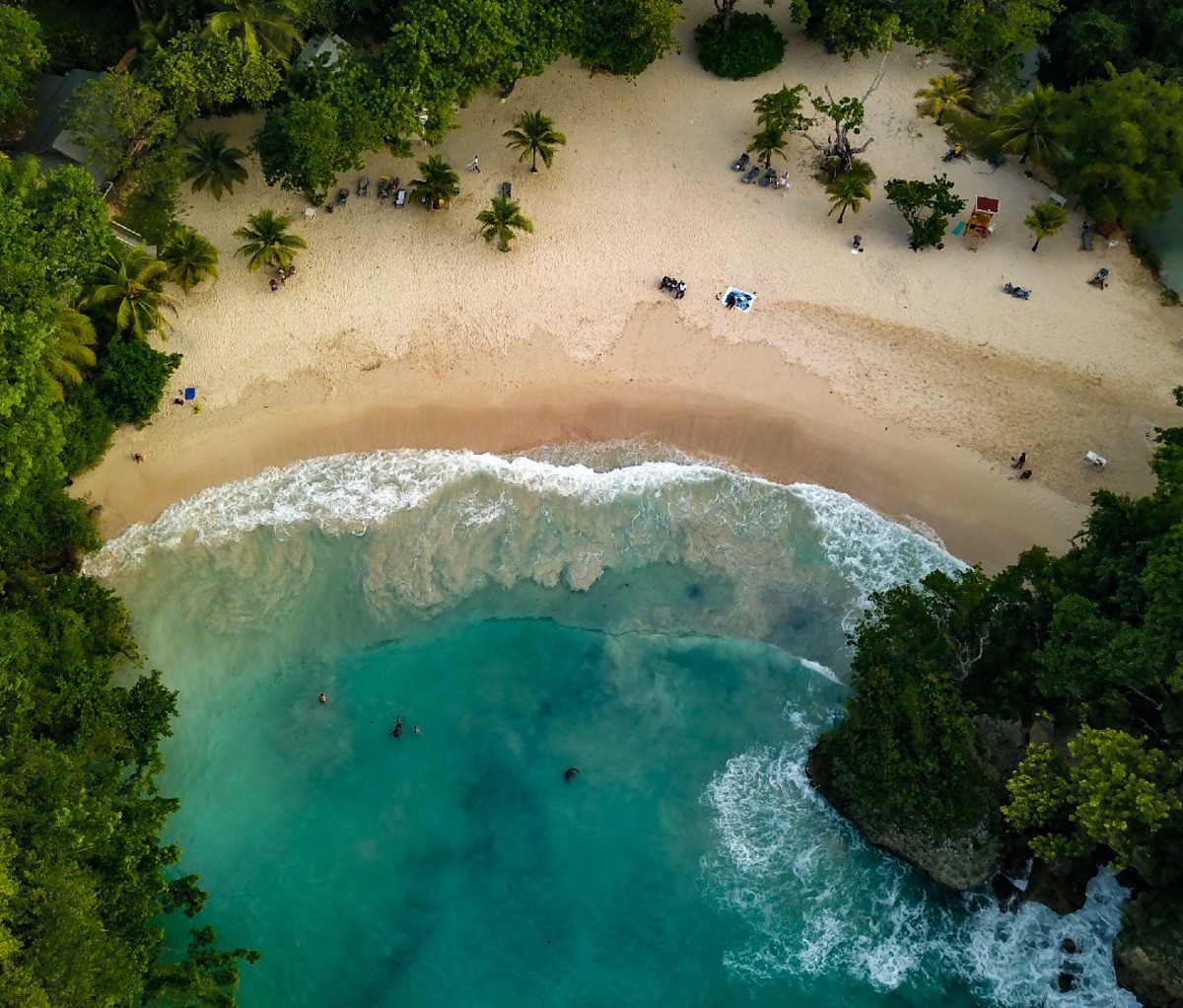 An aerial view of Frenchman's Cove in Port Antonio, Jamaica.