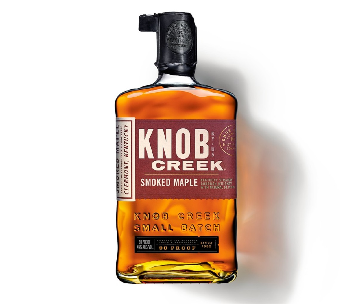 A bottle of Knob Creek Smoked Maple Bourbon.