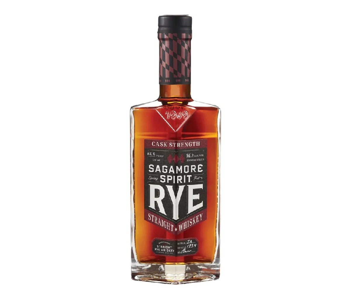 A bottle of Sagamore Spirit Cask Strength Rye Whiskey.