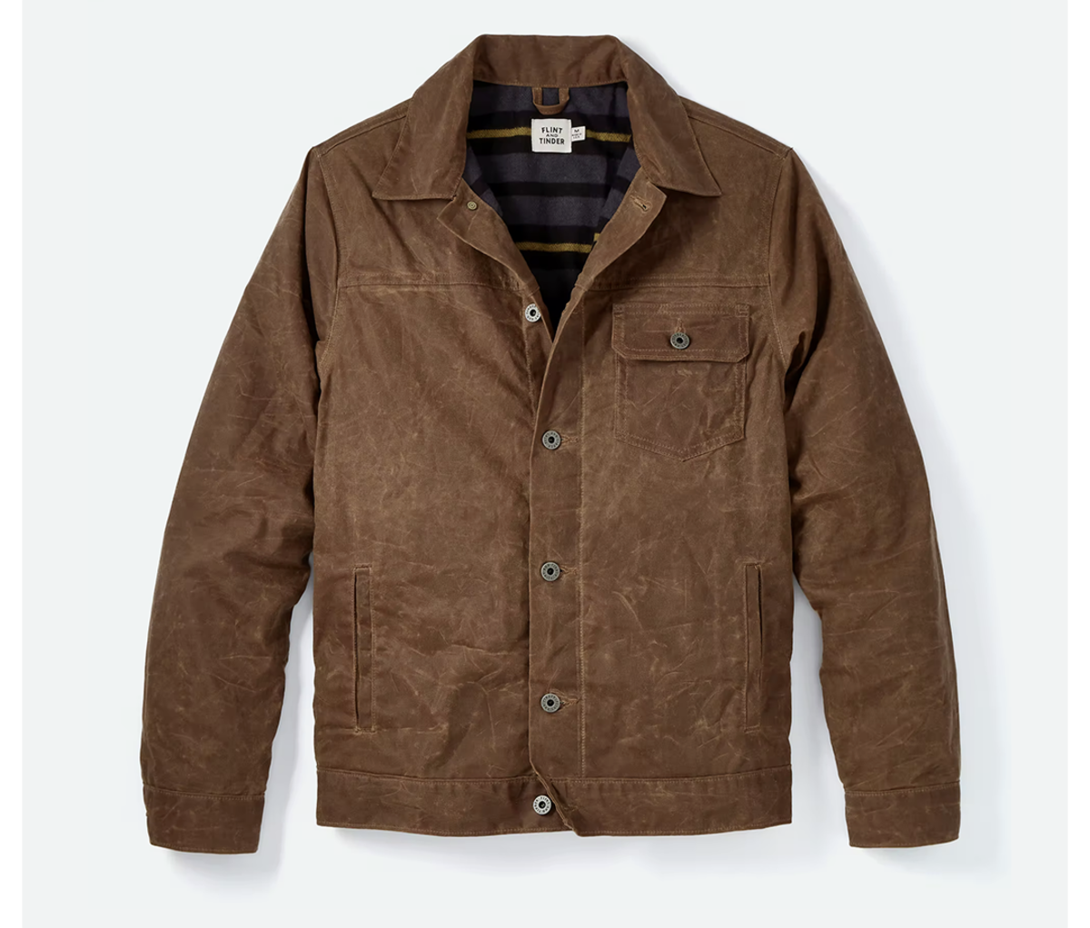 Flint and Tinder Flannel-lined Waxed Trucker Jacket