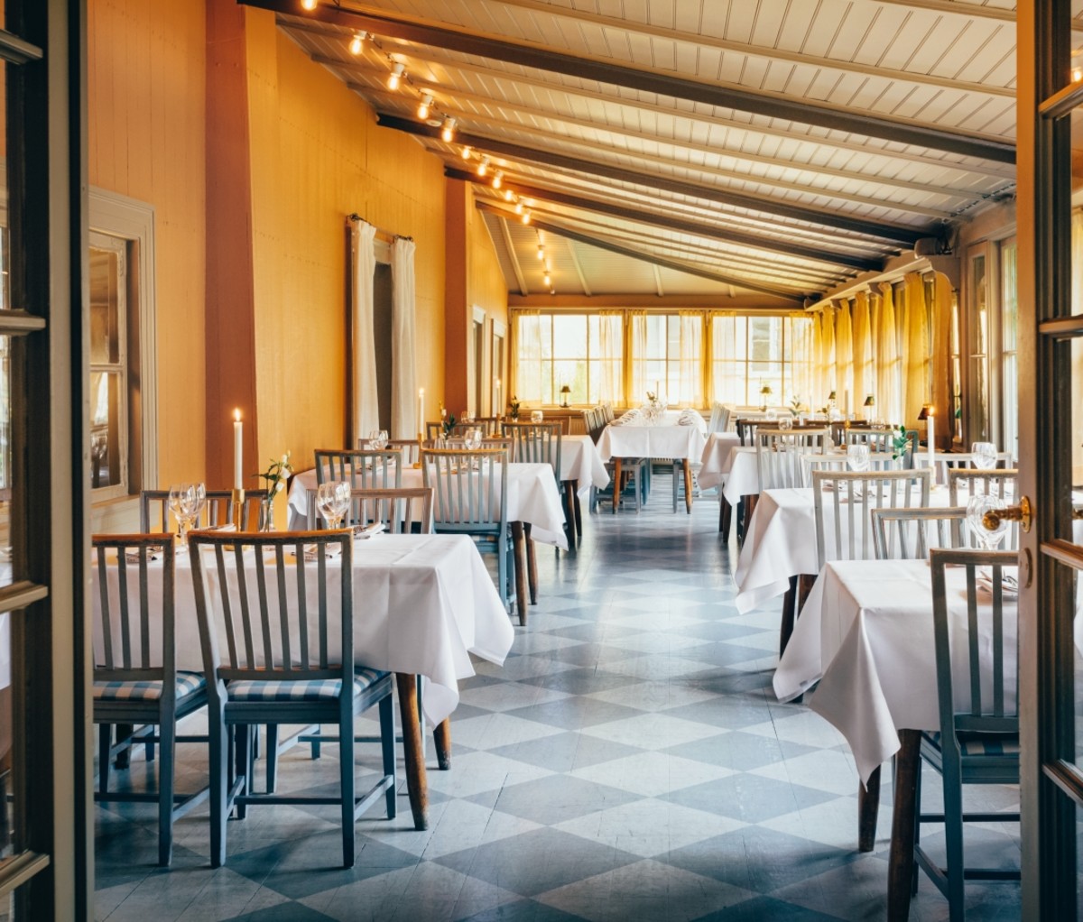 Stallmästaregården, Stockholm, Sweden restaurant with tables and white tablecloths