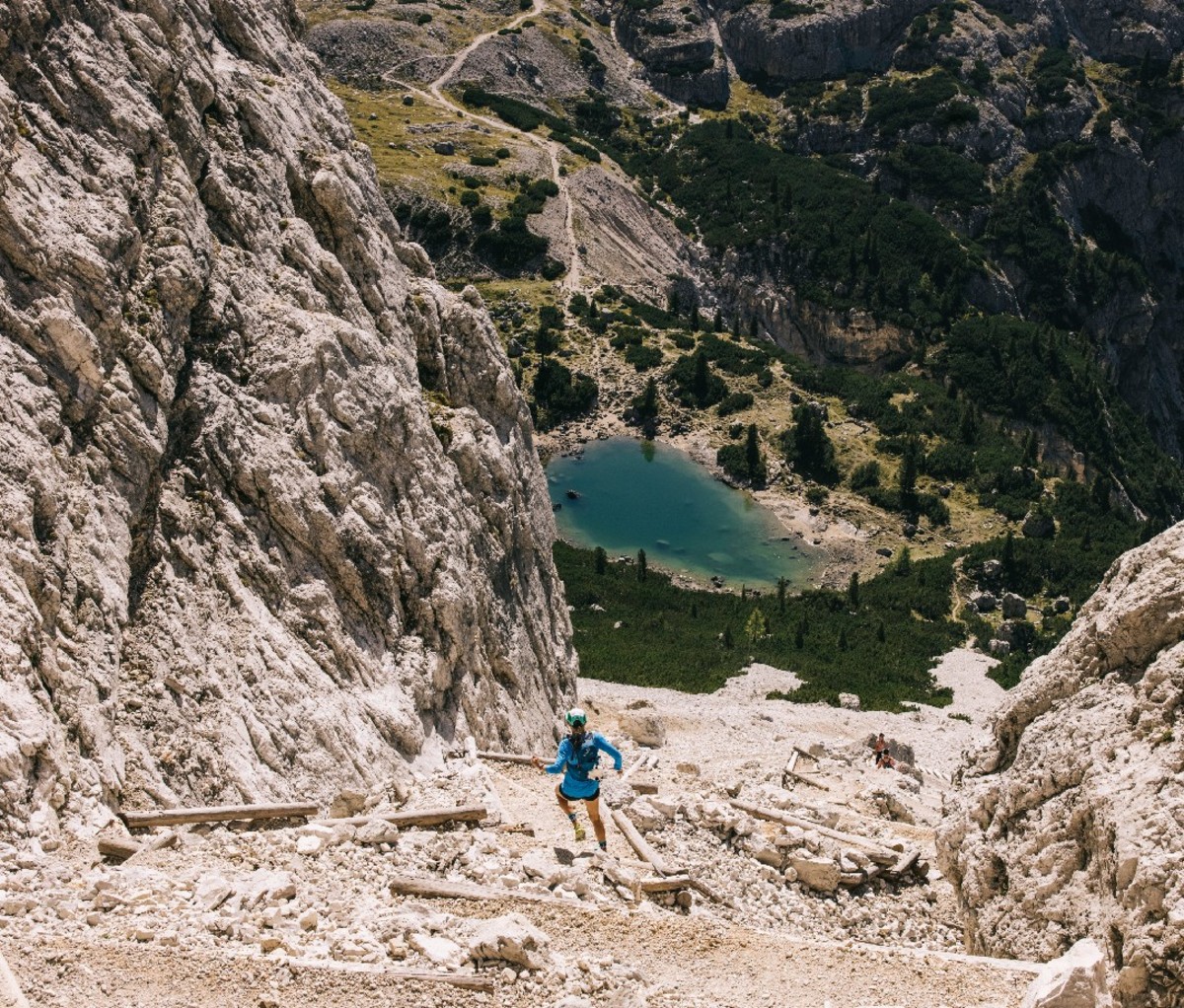 Trail runner in gulley