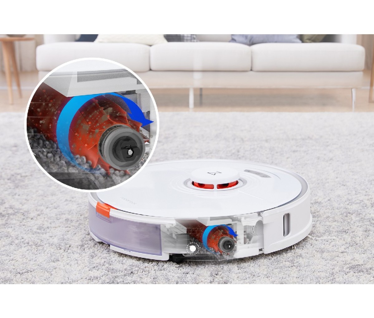 Robotic vacuum on carpet