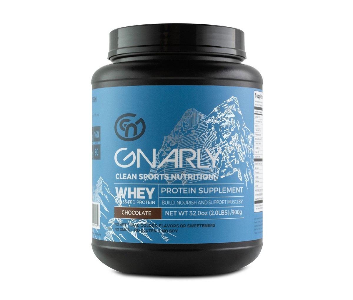 32 oz container of Gnarly Whey protein powder