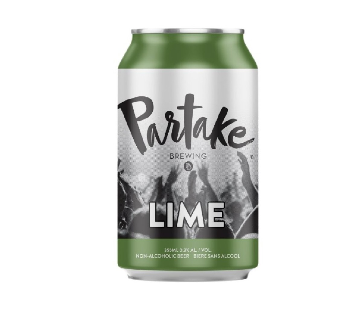 12 oz can of Partake Brewing Lime nonalcoholic beer