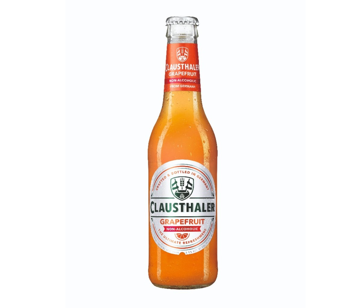Bottle of Clausthaler Grapefruit nonalcoholic beer