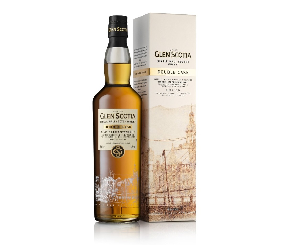 A bottle of Glen Scotia Double Cask whisky.