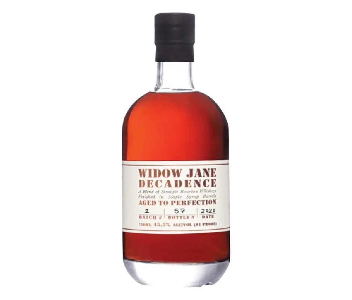 Bottle of Widow Jane Decadence whiskey