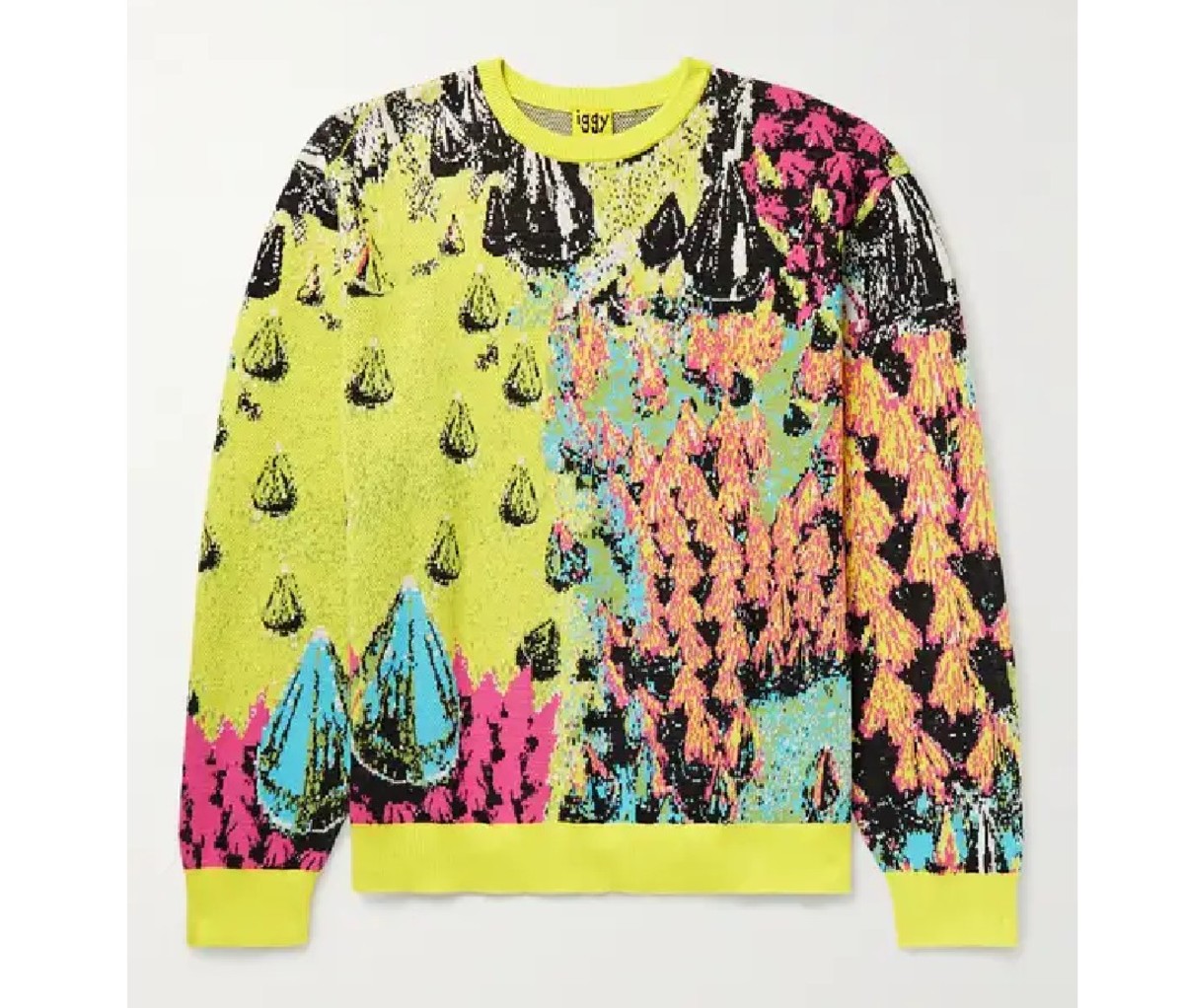 Bright yellow Iggy Spiked Cotton-Jacquard Sweater