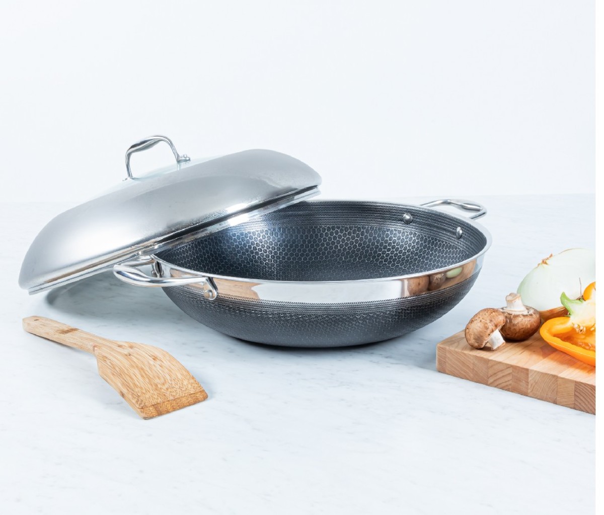 Chrome HexClad 12” Hybrid Wok