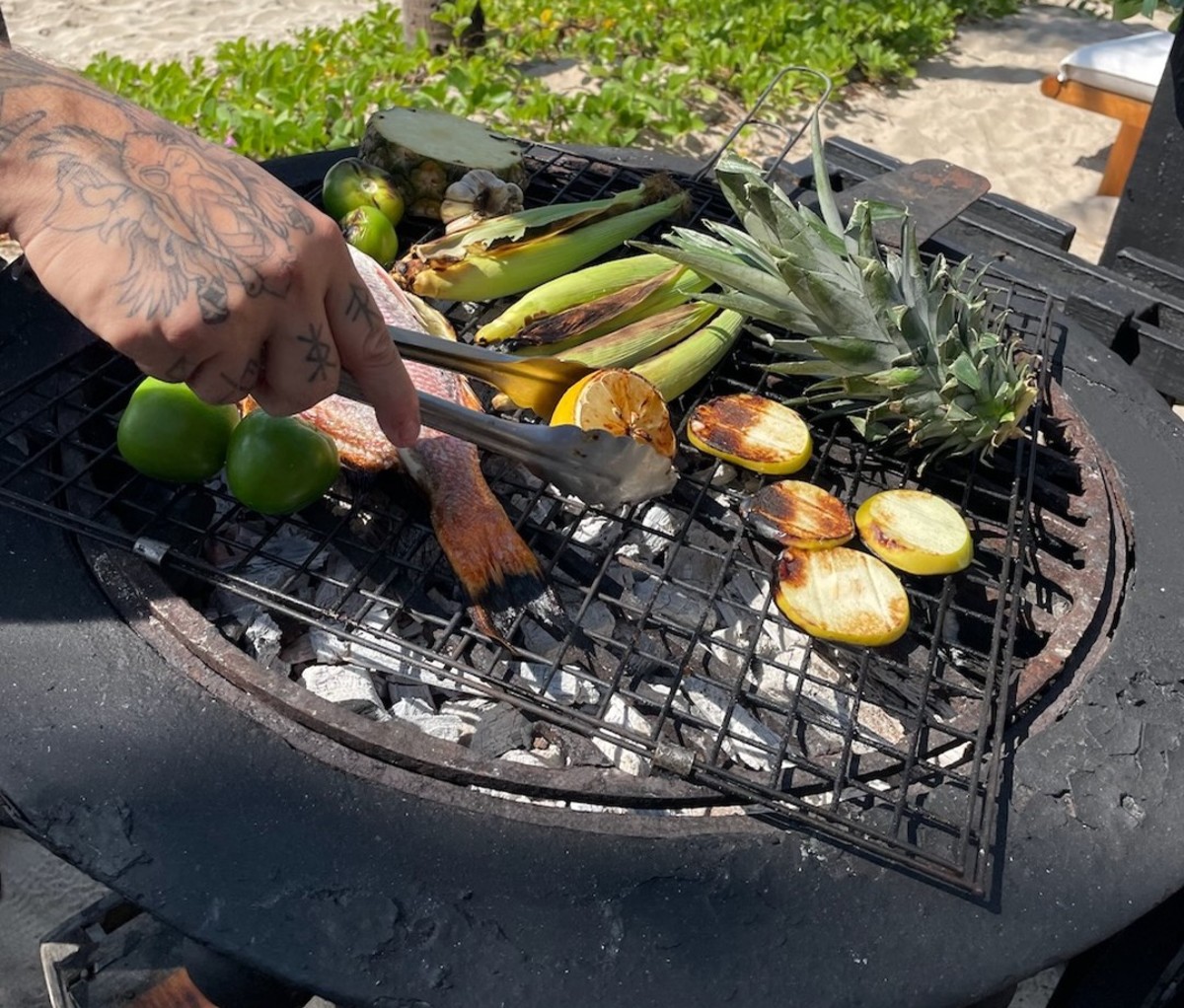 Exectutive chef Javier Garcia Cerrillo uses a wood-fueled grill.
