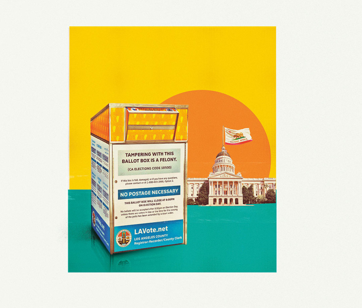Illustration of voting box with White House in backgroud