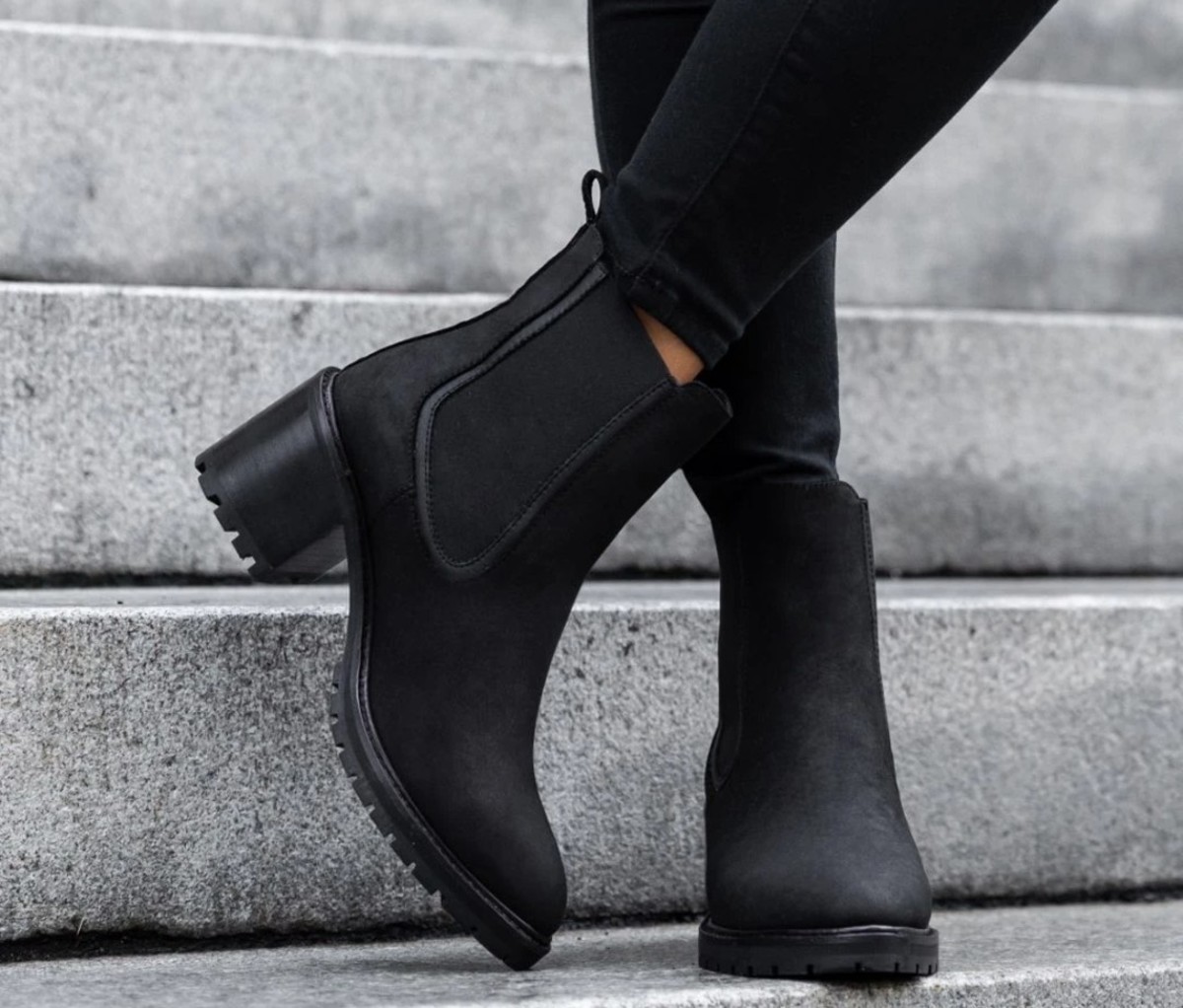 Black suede Chelsea boot