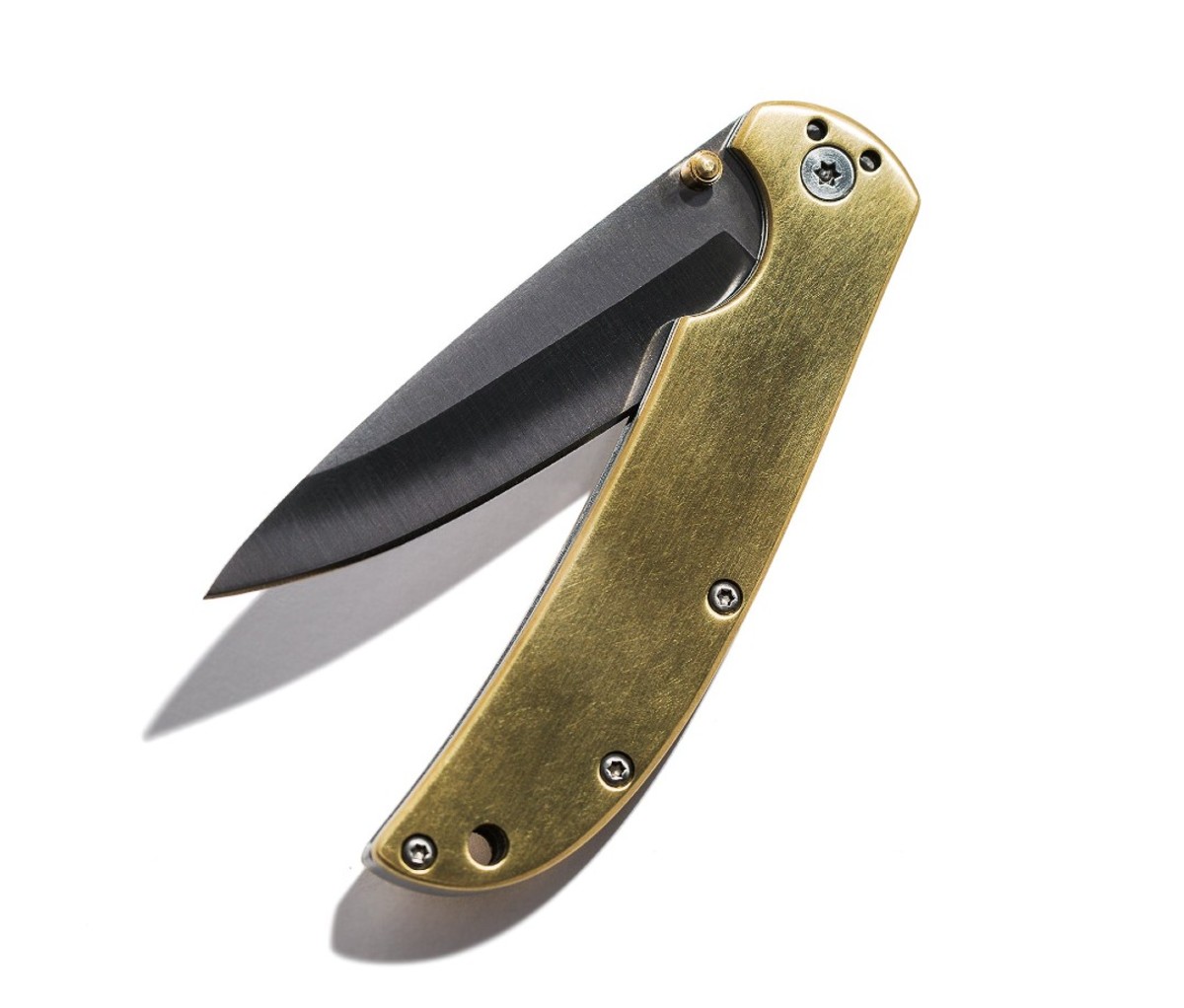 The Drop Point Knife in Brass by Taylor Stitch
