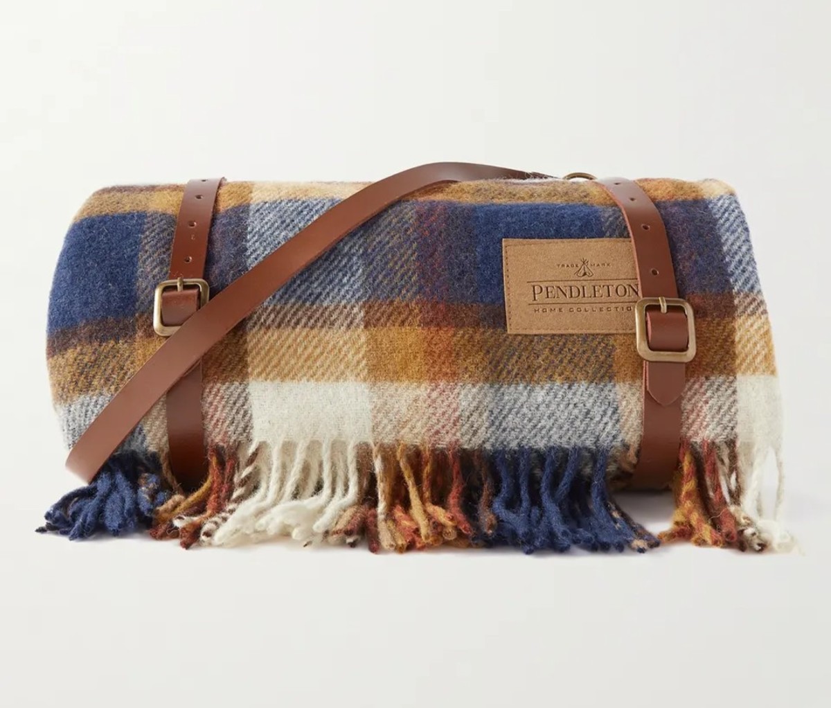 Pendleton Fringed Checked Virgin Wool Blanket