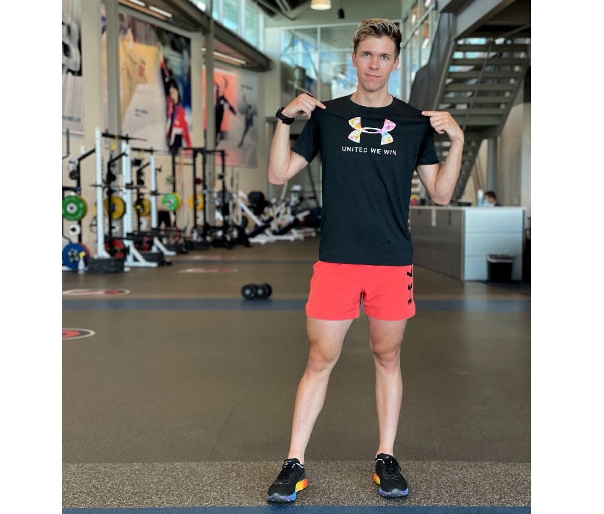 Team USA speed skater Conor McDermott-Mostowy at the gym