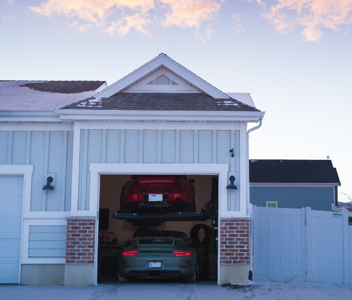 Open garage and blue sky shot with a Leica M11 camera