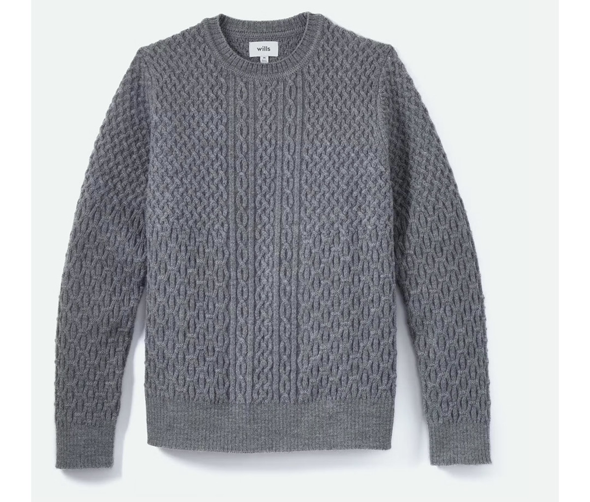 Wills Cable Knit Wool Sweater