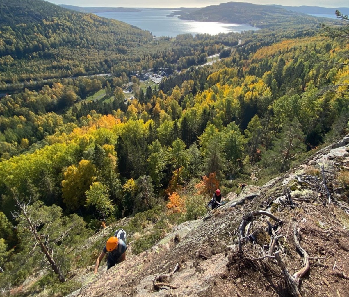 Via Ferrata Skuleberget climbers ascending a via ferrata route