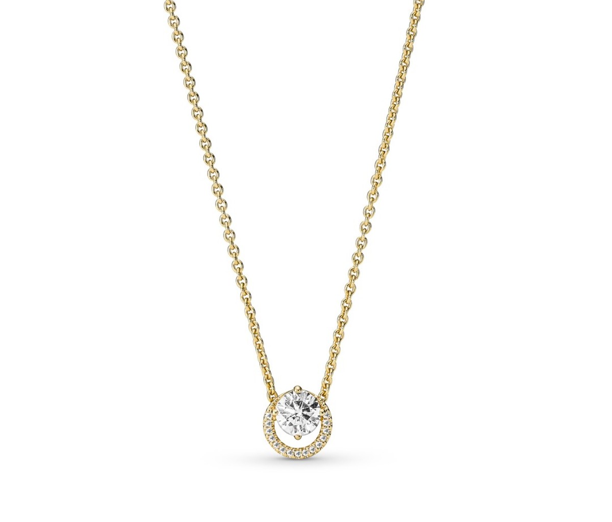 Sparkling Round Halo Pendant Collier Necklace