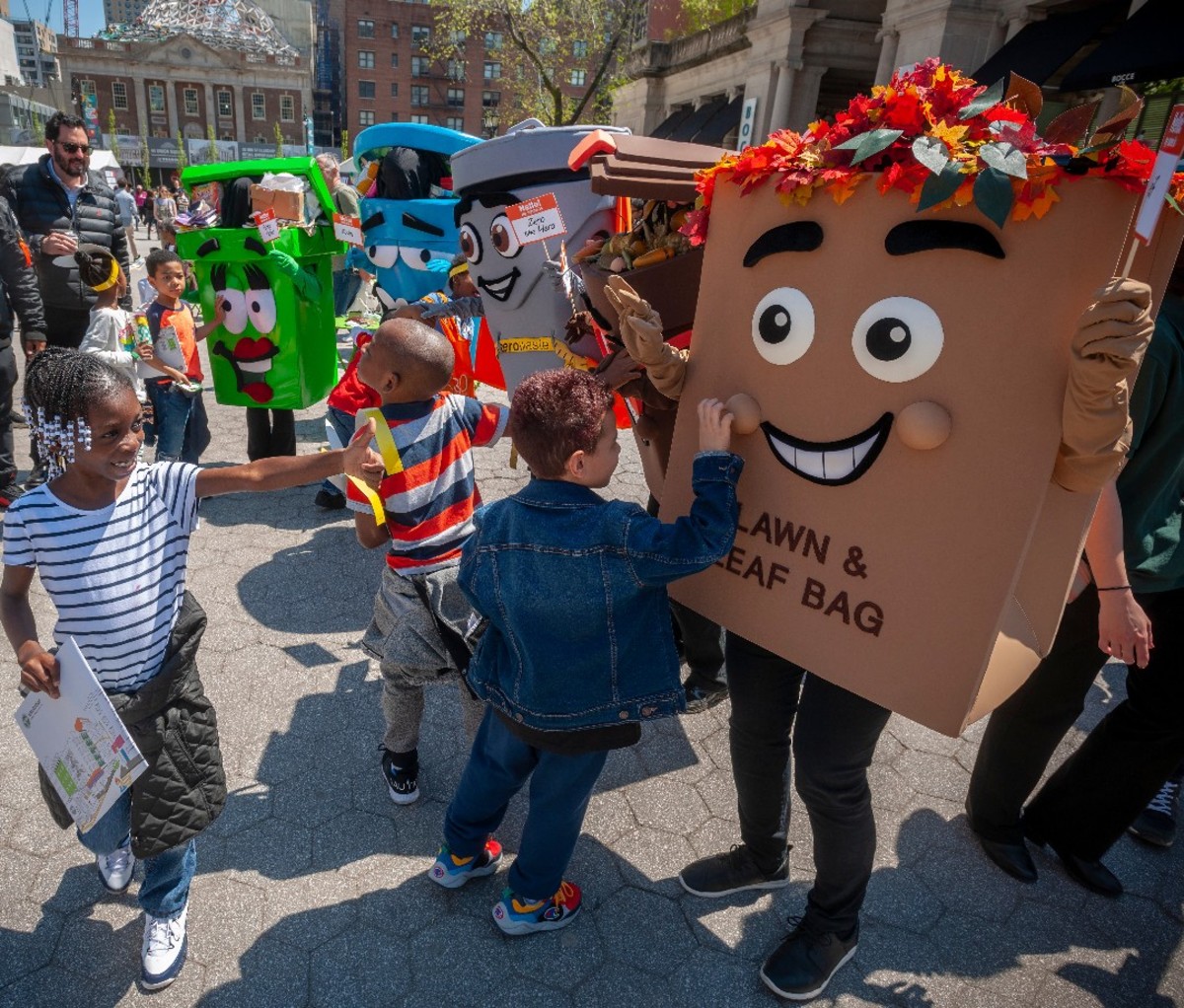 Families celebrating Earth Day Initiative in New York City, NY