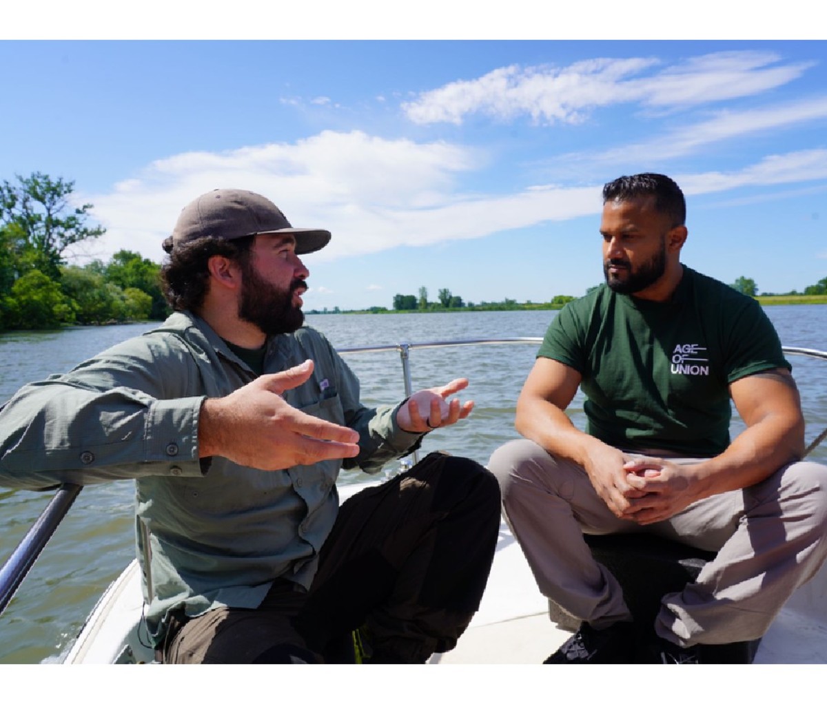Brian Wilson of Nature Conservancy Canada and Dax Dasilva on the Saint Lawrence River.
