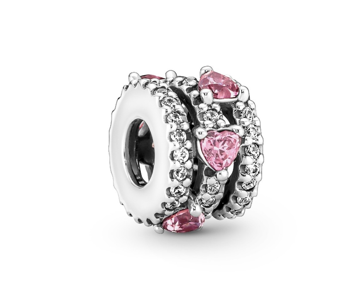 Sparkling Triple Halo Hearts Charm