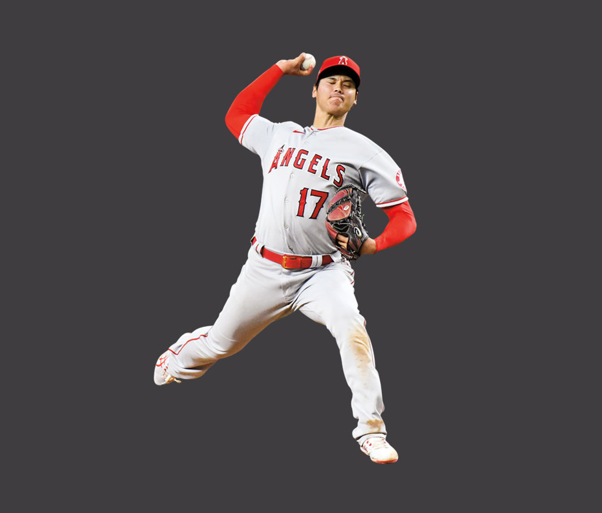Baseball player throwing pitch
