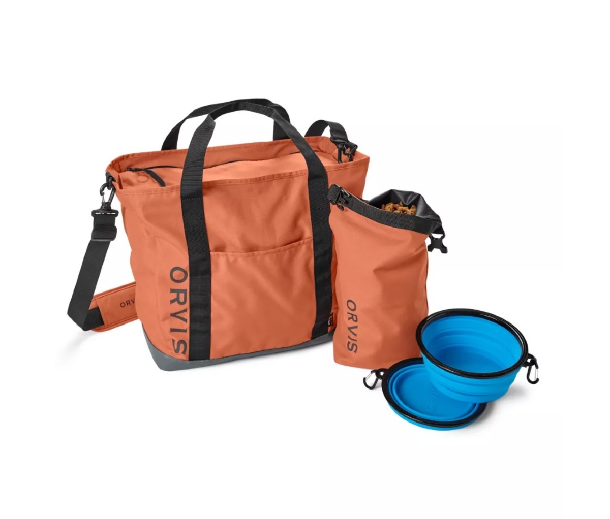 All your doggy supplies will be close at hand with the Orvis Chuckwagon Dog Tote.