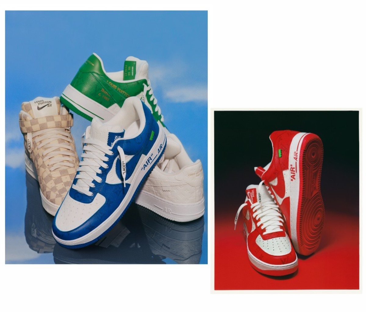 Rood, groen, blauw en bruin geruite Air Force 1 sneakers