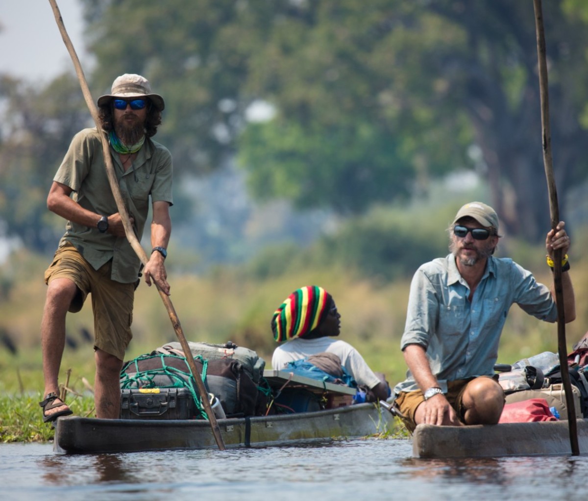 Men floating down river