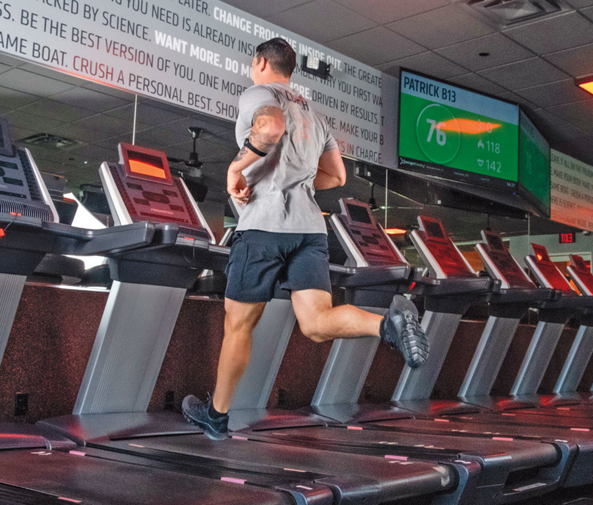 Man runs on treadmill
