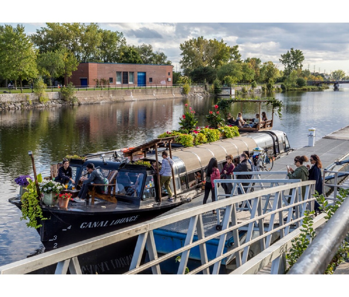 Boat with passengers on Lachine Canal