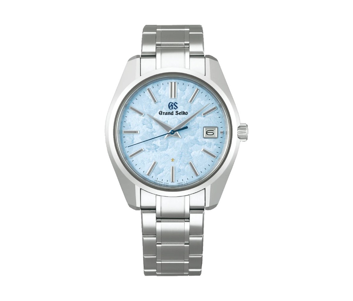 Grand Seiko SBGP017 with a blue dial on a white background.