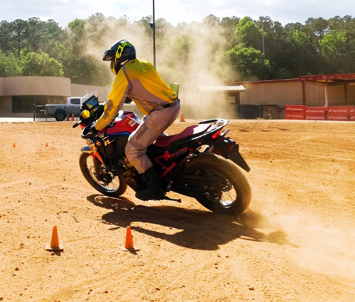 Riding motorcycle on dirt