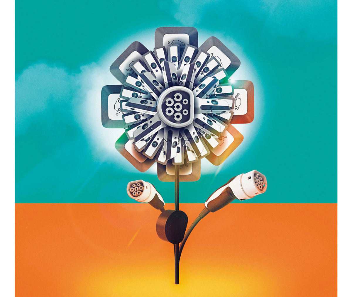 Illustration of car parts as a flower