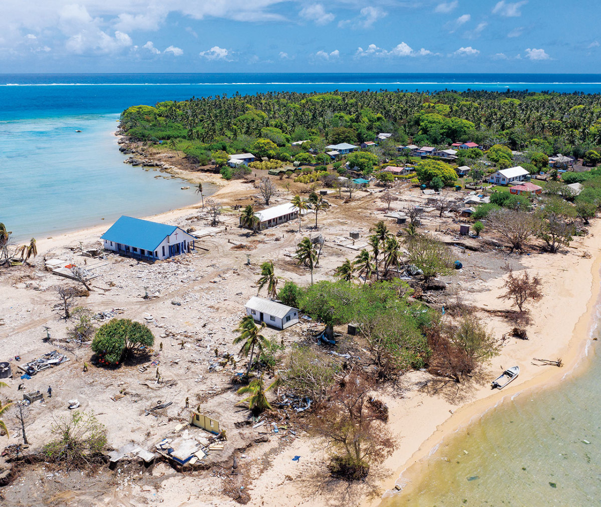 Scattered buildings destroyed after tsunami