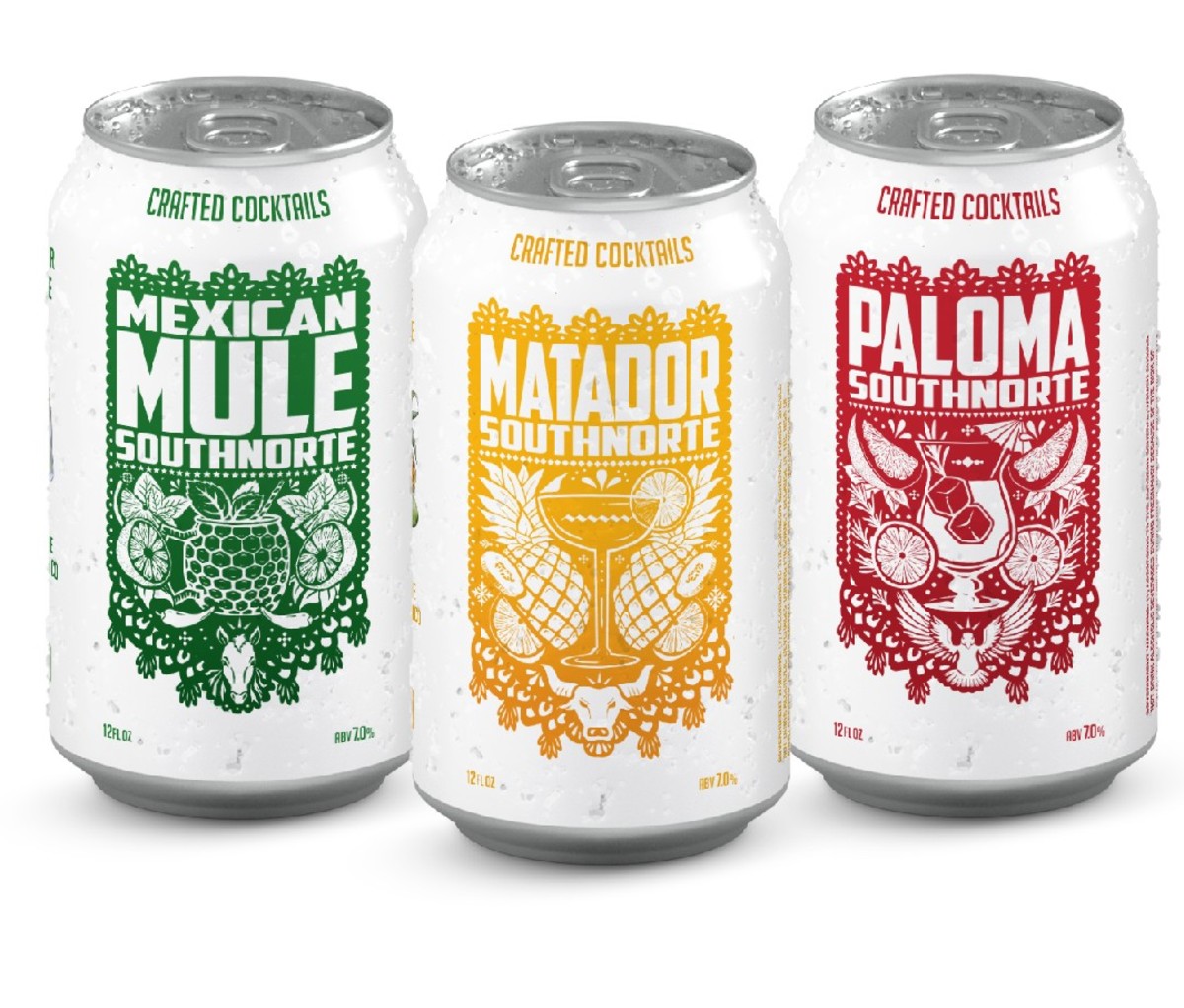 Three cans of SouthNorte Crafted Cocktails