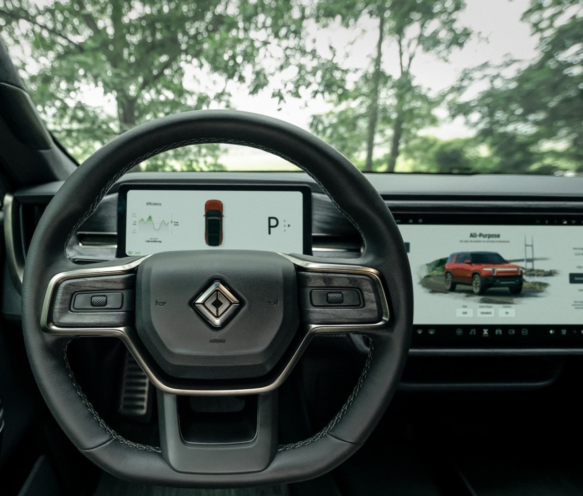 Interior of electric car dashboard