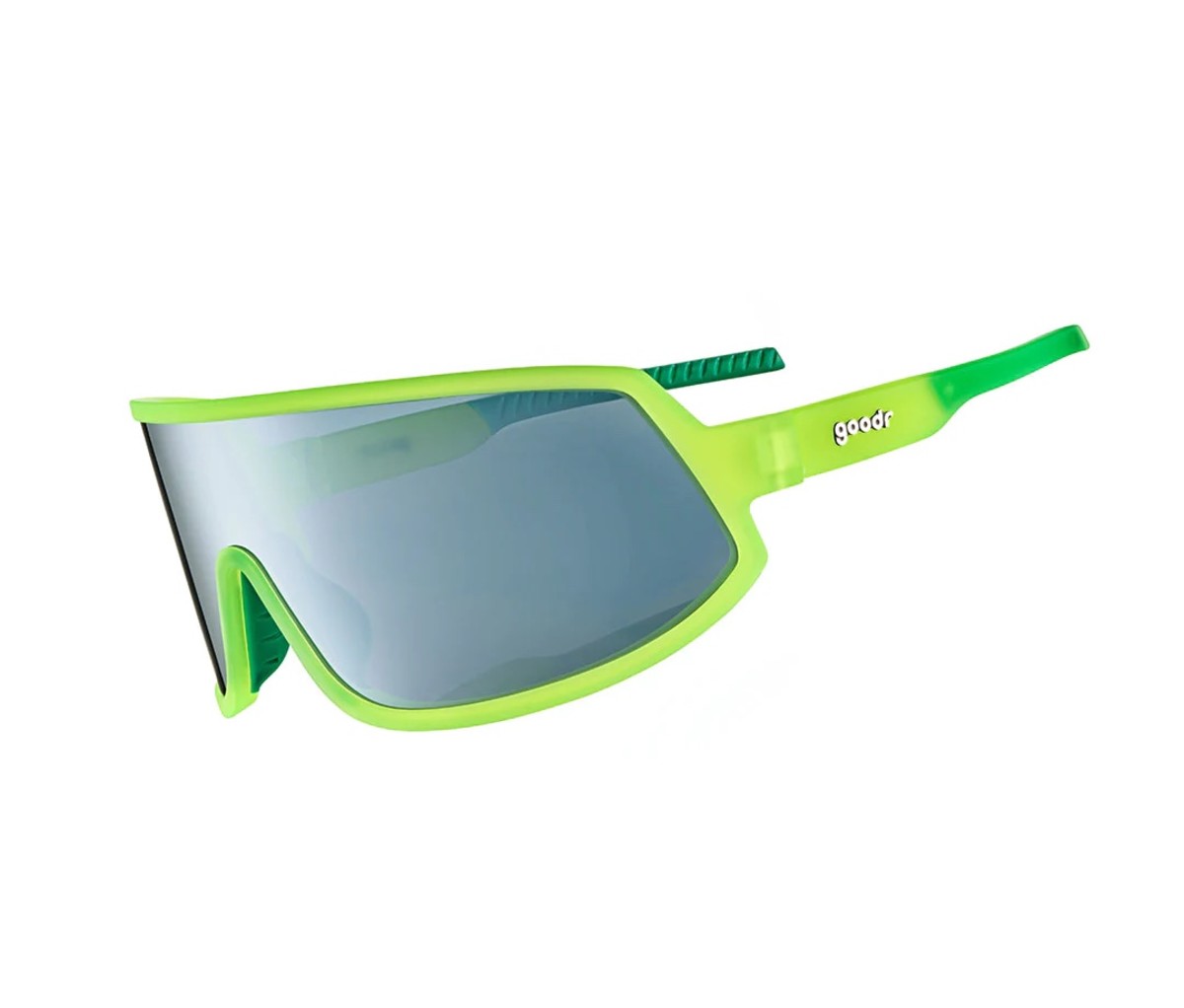 Green goodness is supplied with Goodr's Nuclear Gnar sunglasses.