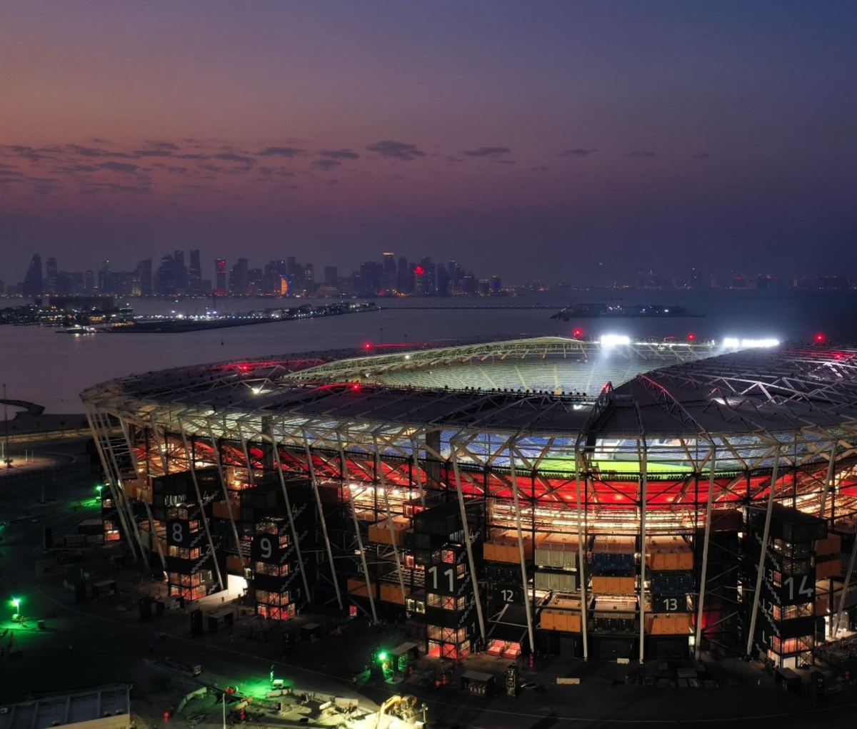 Stadium made of shipping containers