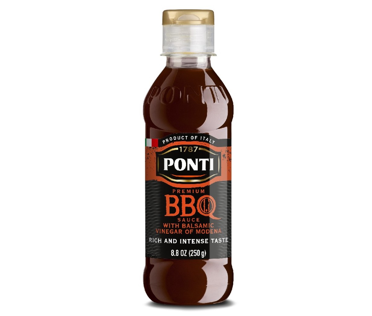 Bottle of Ponti BBQ Sauce with Balsamic Vinegar of Modena