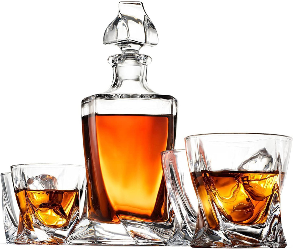 FineDine 5-Piece European-Style Whiskey Decanter Set