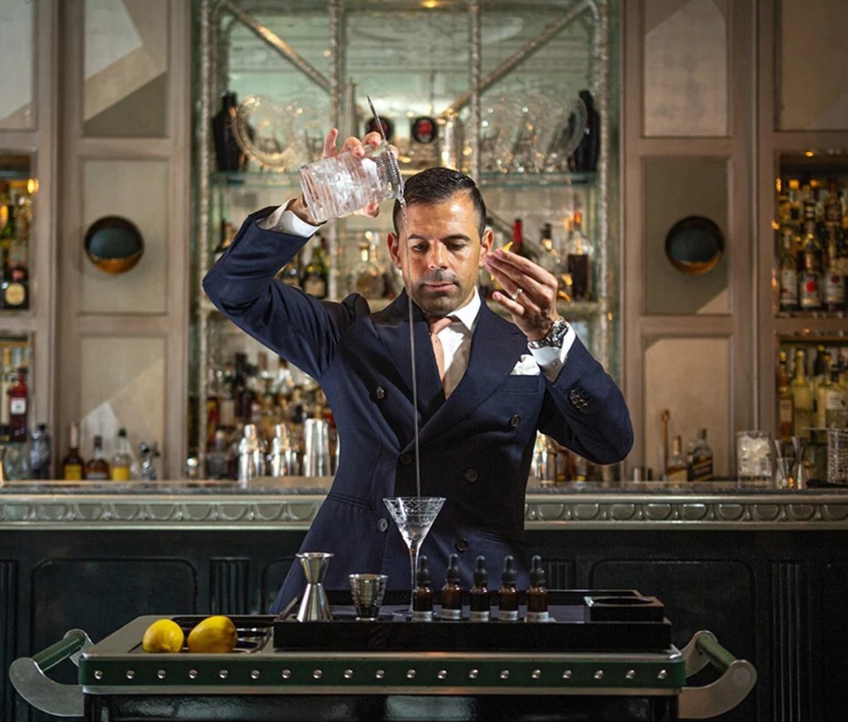 Preparing a martini at The Connaught