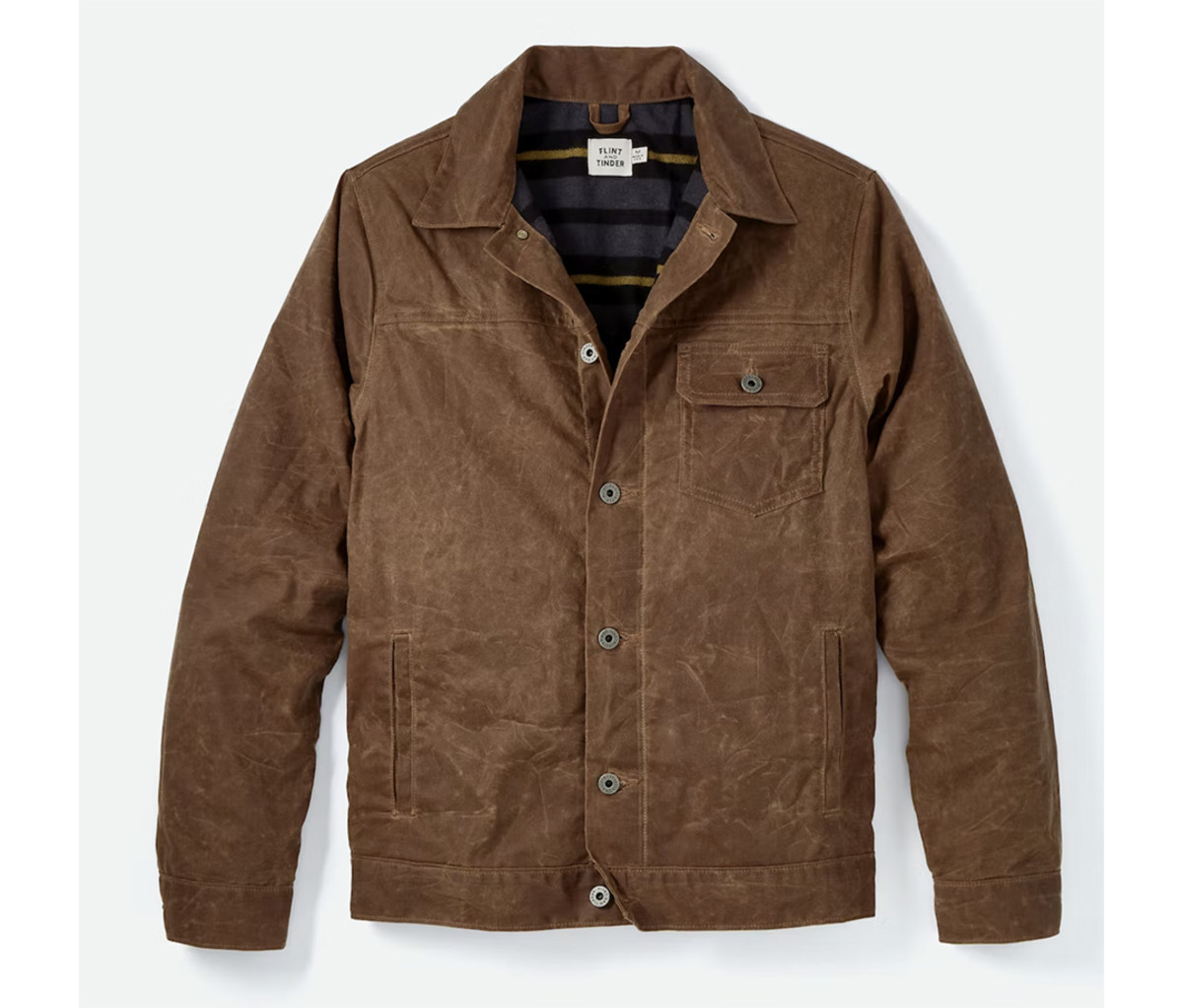 Flint & Tinder Flannel-lined Waxed Trucker Jacket