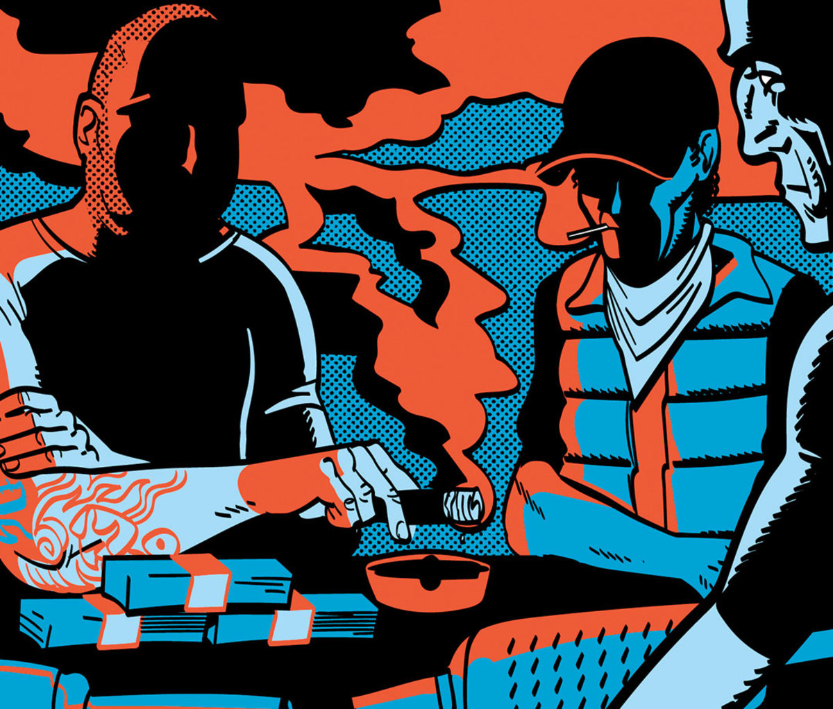 Illustration of thieves making sale